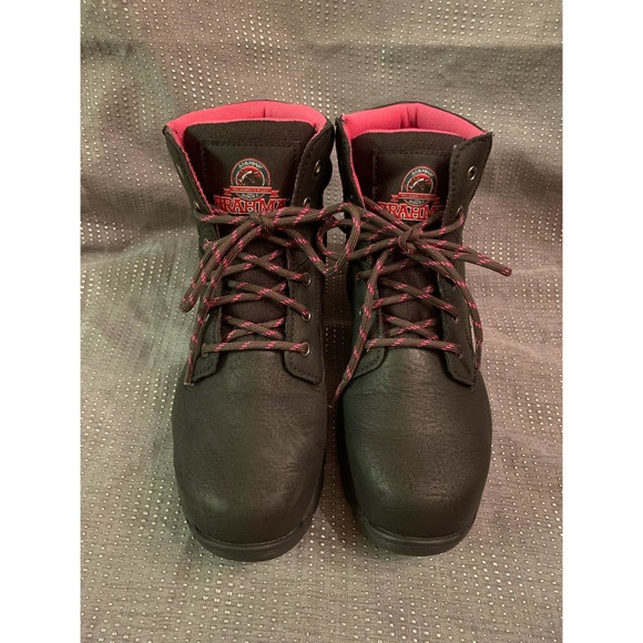 BRAHMA Womens Black Purple Workboots Steel Toe Combat BOOTS Shoes Size 6.5 - Picture 1 of 12